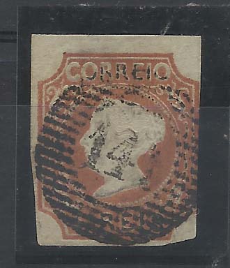 0835.jpg -     Lote:    835            Portugal       Descrição:         1853 &mdash; D. Maria II. CE 1, 5 reis castanho amarelo, cunho II com duas margens curtas. Valor de catálogo &euro; 1.760,00.        O       Valor Base:     &euro; 40,00     Valor Venda:     &euro; 46,00       