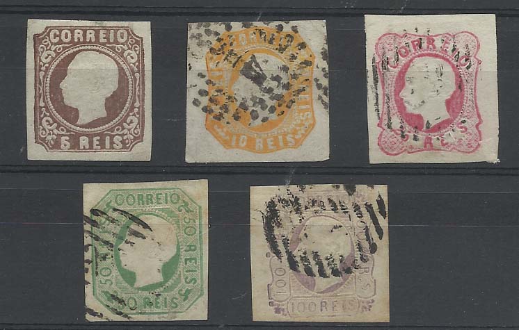 0862.jpg -     Lote:    862            Portugal       Descrição:         1862/64 &mdash; D. Luís I. CE14/18. Série completa usada. Selos com boas margens. Valor de catálogo &euro; 436,00.        O       Valor Base:     &euro; 35,00     Valor Venda:     Retirado     