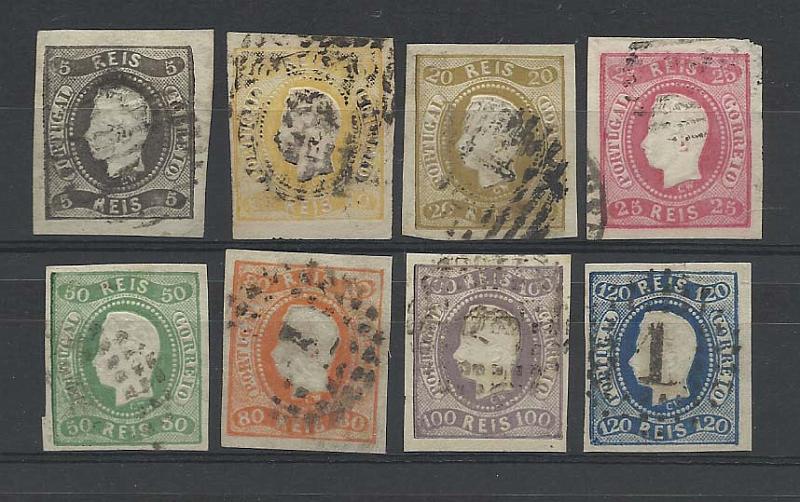 0866.jpg -     Lote:    866            Portugal       Descrição:         1866/67 &mdash; D. Luís I. Fita curva, não denteados. CE19/26. Série completa usada. Valor de catálogo 976,60.        O       Valor Base:     &euro; 75,00     Valor Venda:     &euro; 120,00       