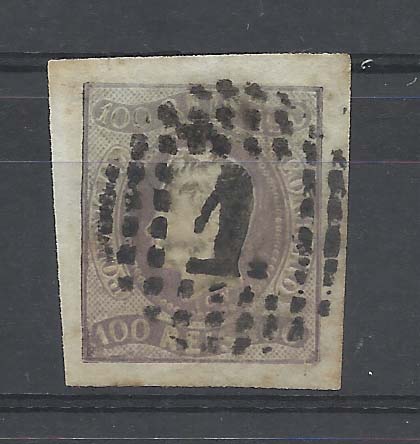 0876.jpg -     Lote:    876            Portugal       Descrição:         1866/67 &mdash; D. Luís I. Fita curva, não denteados. CE25, 100 reis lilás malva, cunho I, com margens excepcionais. Bonito exemplar. Valor de catálogo &euro; 208,00.        O       Valor Base:     &euro; 30,00     Valor Venda:     Retirado     