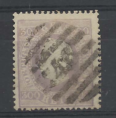 0900.jpg -     Lote:    900            Portugal       Descrição:         1870/76 &mdash; D. Luís I. Fita curva. CE47, 300 reis violeta, denteado 13 &frac12;, papel liso. Valor de catálogo &euro; 161,00.        O       Valor Base:     &euro; 15,00     Valor Venda:     Retirado     