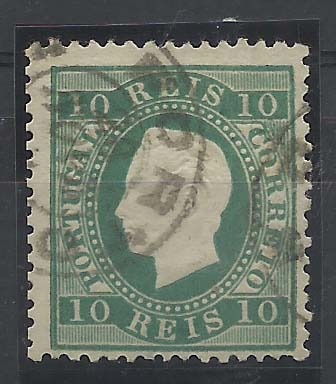 0907.jpg -     Lote:    907            Portugal       Descrição:         1879/80 &mdash; D. Luís I, fita direita. Nova cores. CE49, 10 reis verde azul, papel liso, denteado 12 &frac12;. Valor de catálogo &euro; 408,00.        O       Valor Base:     &euro; 50,00     Valor Venda:     Retirado     