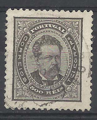 0918.jpg -     Lote:    918            Portugal       Descrição:         1884/87 &mdash; D. Luís I. De frente. Novos valores. CE64, 500 reis preto, denteado 12 &frac12;. Valor de catálogo &euro; 539,00.        O       Valor Base:     &euro; 50,00     Valor Venda:     &euro; 50,00       