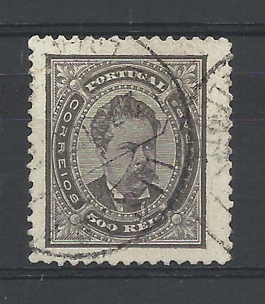 0919.jpg -     Lote:    919            Portugal       Descrição:         1884/87 &mdash; D. Luís I. De frente. Novos valores. CE64, 500 reis preto, denteado 12 &frac12;. Valor de catálogo &euro; 539,00.        O       Valor Base:     &euro; 40,00     Valor Venda:     &euro; 48,00       