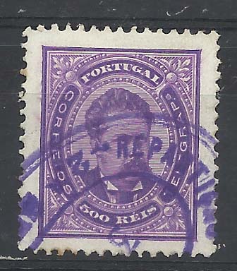 0923.jpg -     Lote:    923            Portugal       Descrição:         1884/87 &mdash; D. Luís I. De frente. Novos valores. CE65, 500 reis violeta, denteado 12 &frac12;. Valor de catálogo &euro; 290,00.        O       Valor Base:     &euro; 20,00     Valor Venda:     Retirado     