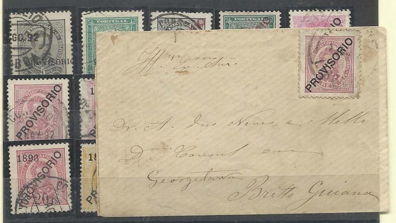 0944.jpg -     Lote:    944            Portugal       Descrição:         1892/93 &mdash; D. Luís I. Sobrecargas "PROVISORIO". Lote composto por 9 selos: CE80, 81, 82, 83, 85, 86, 91, 95 e 96 + carta circulada com selo CE86. Bom valor de catálogo. Lote a ver.        Lote       Valor Base:     &euro; 50,00     Valor Venda:     Retirado     