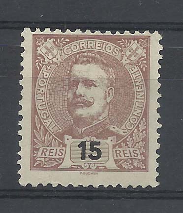 0956.jpg -     Lote:    956            Portugal       Descrição:         1895/96 &mdash; D. Carlos I Mouchon. CE129, 15 reis castanho. Valor de catálogo &euro; 160,00.        **       Valor Base:     &euro; 16,00     Valor Venda:     &euro; 26,00       