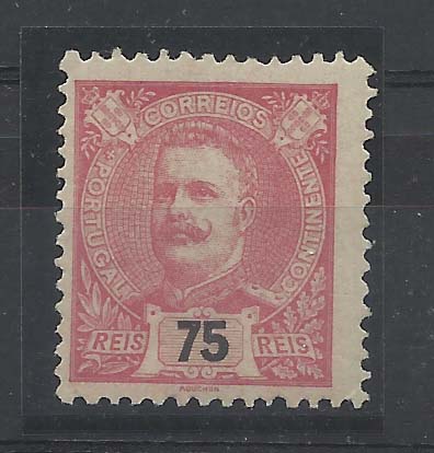 0958.jpg -     Lote:    958            Portugal       Descrição:         1895 &mdash; D. Carlos I tipo Mouchon. CE133, 75 reis carmim rosa. Valor de catálogo &euro; 204,00.        **       Valor Base:     &euro; 30,00     Valor Venda:     &euro; 30,00       