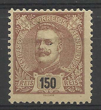 0959.jpg -     Lote:    959            Portugal       Descrição:         1895 &mdash; D. Carlos I tipo Mouchon. CE136, 150 reis bistre amarelo. Valor de catálogo &euro; 256,00.        **       Valor Base:     &euro; 32,00     Valor Venda:     &euro; 46,00       