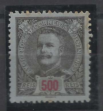0962.jpg -     Lote:    962            Portugal       Descrição:         1895/96 &mdash; D. Carlos I Mouchon. CE139, 500 reis, denteado 12 &frac12;. Valor de catálogo &euro; 206,00.        **       Valor Base:     &euro; 25,00     Valor Venda:     &euro; 25,00       