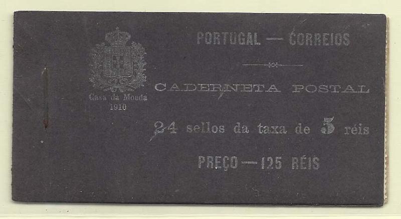 0965.jpg -     Lote:    965            Portugal       Descrição:         1910 &mdash; D. Manuel II. Carteiras. CE157, 5 reis preto. Carteira completa com 24 selos, bem conservada. Valor de catálogo &euro; 720,00.        CRT       Valor Base:     &euro; 200,00     Valor Venda:     Retirado     
