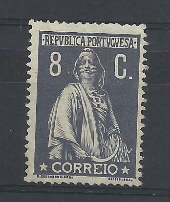 0976.jpg -     Lote:    976            Portugal       Descrição:         1912 &mdash; Ceres. CE214, 8 c ardósia, papel porcelana, denteado 15x14. Valor de catálogo &euro; 195,00. Certificado de peritagem NFACP.        **       Valor Base:     &euro; 22,00     Valor Venda:     &euro; 60,00       