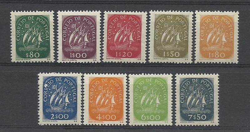 1050.jpg -     Lote:    1050            Portugal       Descrição:         1948/49 &mdash; Caravela. CE696/704. Série completa. Valor de catálogo &euro; 770,00.        ***       Valor Base:     &euro; 80,00     Valor Venda:     &euro; 85,00       