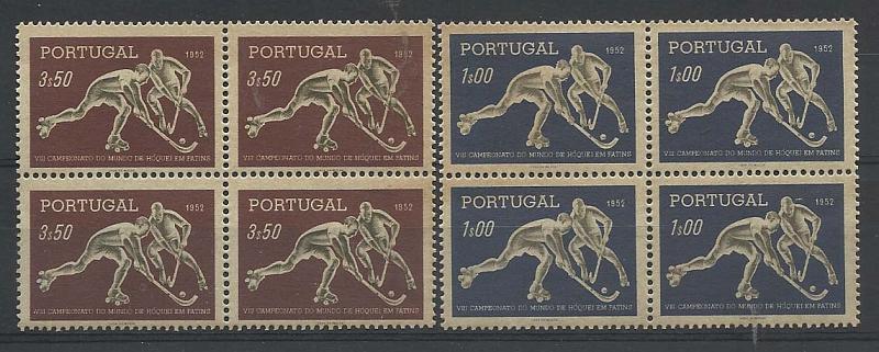 1068.jpg -     Lote:    1068            Portugal       Descrição:         1952 &mdash; 8.º Campeonato do Mundo de Hóquei em Patins. CE751/52. Série completa em quadras. Valor de catálogo &euro; 100,00.        ***       Valor Base:     &euro; 15,00     Valor Venda:     &euro; 15,00       