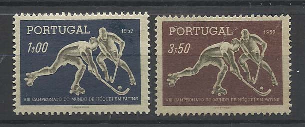 1069.jpg -     Lote:    1069            Portugal       Descrição:         1952 &mdash; 8.º Campeonato do Mundo de Hóquei em Patins. CE751/52. Série completa. Valor de catálogo &euro; 25,00.        ***       Valor Base:     &euro; 5,00     Valor Venda:     Retirado     