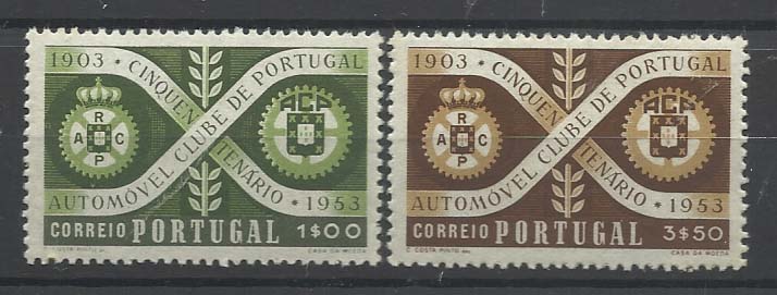 1075.jpg -     Lote:    1075            Portugal       Descrição:         1953 &mdash; Cinquentenário do Automóvel Club de Portugal. CE782/83. Série completa. Valor de catálogo &euro; 28,30.        ***       Valor Base:     &euro; 6,00     Valor Venda:     &euro; 8,00       