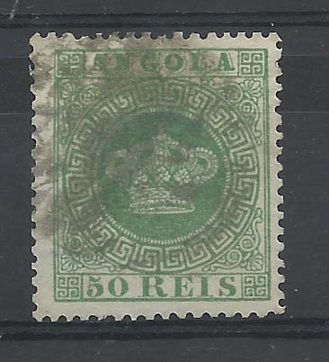 1136.jpg -     Lote:    1136            Angola       Descrição:         1870/77 &mdash; Tipo Coroa. CE6, 50 reis varde, papel fino, denteado 13 &frac12;. Valor de catálogo &euro; 925,00.        O       Valor Base:     &euro; 40,00     Valor Venda:     Retirado     