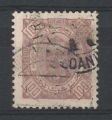 1142.jpg -     Lote:    1142            Angola       Descrição:         1893/94 &mdash; D. Carlos I, tipo Diogo Neto. CE33, 100 reis castanho, denteado 11 &frac12;. Valor de catálogo &euro; 240,00.        O       Valor Base:     &euro; 45,00     Valor Venda:     &euro; 75,00       