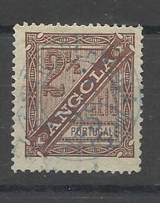 1143.jpg -     Lote:    1143            Angola       Descrição:         1894 &mdash; Selos de 2 &frac12; reis D. Carlos I Diogo Neto, com sobretaxa. CE37, 25 s/ 2 &frac12; reis castanho, denteado 13 &frac12;. Valor de catálogo &euro; 95,00.        O       Valor Base:     &euro; 14,00     Valor Venda:     &euro; 22,00       