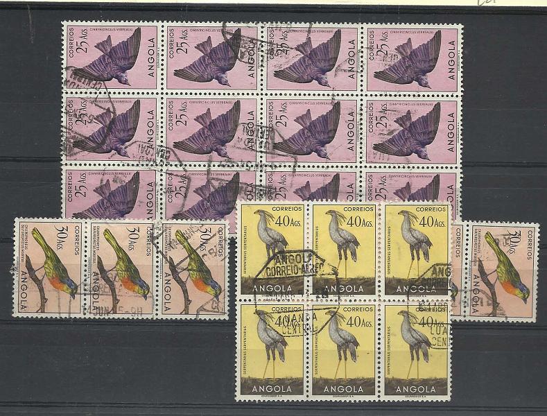 1160.jpg -     Lote:    1160            Angola       Descrição:         1951 &mdash; Aves de Angola. Lote composto por 3 blocos de selos: um de 12 selos de 25Ags CE346 + bloco 7 selos de 30Ags CE347 + bloco de 6 selos de 40Ags CE348. Valor de catálogo &euro; 237,40.        O       Valor Base:     &euro; 25,00     Valor Venda:     &euro; 40,00       