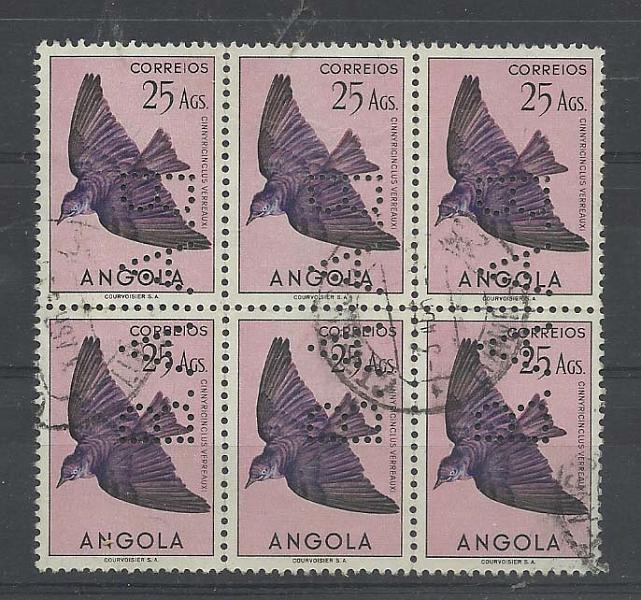 1161.jpg -     Lote:    1161            Angola       Descrição:         1951 &mdash; Aves de Angola. CE346, 25,00 Ags. Bloco de 6 selos perfurados com B.A. Valor de catálogo &euro; 46,40.        O       Valor Base:     &euro; 8,00     Valor Venda:     &euro; 22,00       