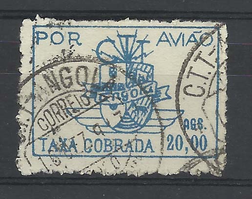 1166.jpg -     Lote:    1166            Angola       Descrição:         1947 &mdash; Emblema dos CTT. CE CA16, 20,00 Ags azul. Valor de catálogo &euro; 152,00.         O       Valor Base:     &euro; 25,00     Valor Venda:     &euro; 30,00       