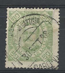 1173.jpg -     Lote:    1173            Cabo Verde       Descrição:         1893/95 &mdash; D. Carlos I, Diogo Neto. CE32, 80 reis verde, denteado 13 &frac12;. Valor de catálogo &euro; 50,00.        O       Valor Base:     &euro; 10,00     Valor Venda:     &euro; 10,00       