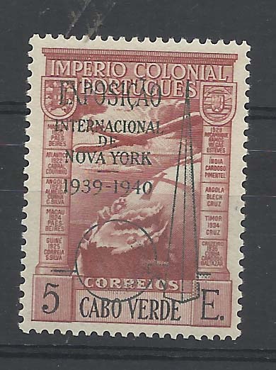 1183.jpg -     Lote:    1183            Cabo Verde       Descrição:         1938 &mdash; Império Colonial Português, com sobrecarga "Exposição Internacional de Nova York 1939-1940". CE CA 7A, 5E. Valor de catálogo &euro; 210,00.        ***       Valor Base:     &euro; 40,00     Valor Venda:     Retirado     