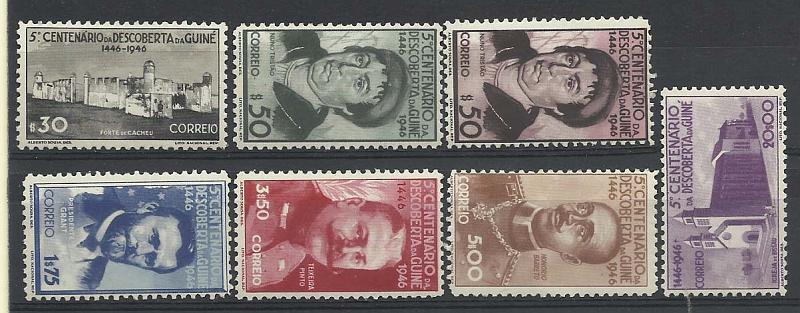 1192.jpg -     Lote:    1192            Guiné       Descrição:         1946 &mdash; 5.º Centenário da Descoberta da Guiné. CE24&frac12;47. Série completa. Valor de catálogo &euro; 84,00.        **       Valor Base:     &euro; 12,00     Valor Venda:     Retirado     