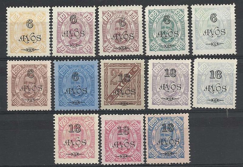 1233.jpg -     Lote:    1233            Macau       Descrição:         1902 &mdash; D. Carlos I Diogo Neto, com sobretaxa. CE111/123. Série completa. Selos CE114 e 120 com um dente curto cada. Valor de catálogo &euro; 158,00.        *       Valor Base:     &euro; 40,00     Valor Venda:     &euro; 85,00       