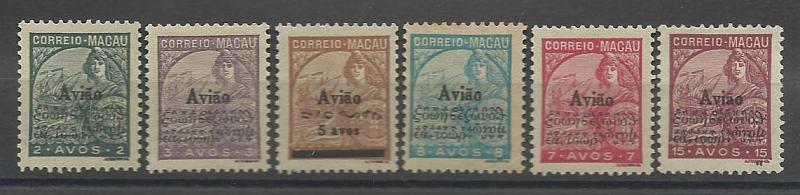 1268.jpg -     Lote:    1268            Macau       Descrição:         1936 &mdash; Padrões com sobrecarga. CE CA 1/6. Série completa. Goma espelhada. Valor de catálogo &euro; 78,00.        ***       Valor Base:     &euro; 28,00     Valor Venda:     &euro; 28,00       