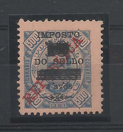 1272.jpg -     Lote:    1272            Macau       Descrição:         1920 &mdash; D. Carlos I tipo Diogo Neto com sobrecarga e sobretaxa. Não emitido e não catalogado. 2 avos s/ 18 avos s/ 300 reis azul s/ salmão.         *       Valor Base:     &euro; 40,00     Valor Venda:     &euro; 85,00       