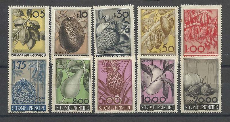 1341.jpg -     Lote:    1341            São Tomé e Príncipe       Descrição:         1948 &mdash; Frutos de S. Tomé e Príncipe. CE337/346. Série completa. Valor de catálogo &euro; 211,00,        **       Valor Base:     &euro; 40,00     Valor Venda:     Retirado     