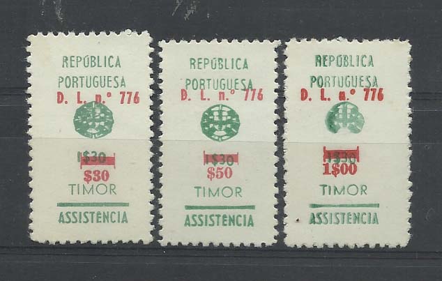 1352.jpg -     Lote:    1352            Timor       Descrição:         1969 &mdash; Imposto Postal. ASSISTÊNCIA, com sobretaxa. CE IP18/20. Série completa. Valor de catálogo &euro; 120,00.         *       Valor Base:     &euro; 36,00     Valor Venda:     &euro; 48,00       