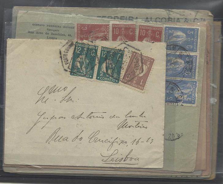 1631.jpg -     Lote:    1631                   Descrição:      Portugal. Ceres.   Lote composto por 11 sobrescritos circulados com selos das várias emissões, com diversas composições de portes. Lote a ver.        Lote       Valor Base:     &euro; 20,00     Valor Venda:     &euro; 34,00       