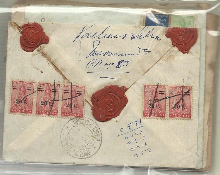 1645.jpg -     Lote:    1645                   Descrição:      Angola   &mdash; Lote composto por 1 documento fiscal + 28 sobrescritos e avisos de recepção circulados com selos de diversas emissões (a maioria com selos tipo Ceres, novo tipo). Alguns defeitos. Lote a ver.        Lote       Valor Base:     &euro; 15,00     Valor Venda:     &euro; 28,00       
