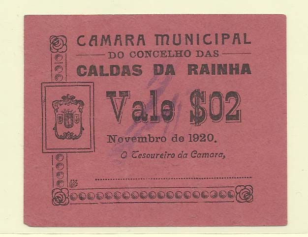 1663.jpg -     Lote:    1663                   Descrição:         Caldas da Rainha (Câmara Municipal). MA523, $02, papel rosa. Escassa. Bela.        CDL       Valor Base:     &euro; 5,00     Valor Venda:     &euro; 6,00       