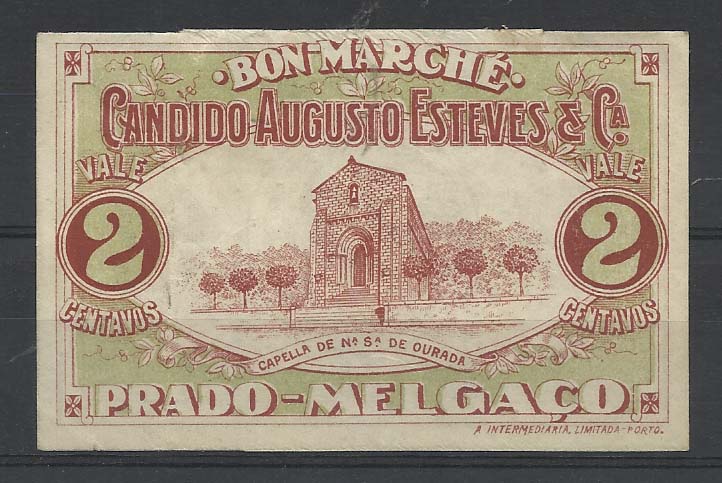 1670.jpg -     Lote:    1670                   Descrição:         Melgaço &mdash; Prado. Cândido A, Esteves & Cia &mdash; Bom Marché. 2c verde e castanho. MA1360. Nova e escassa.        CDL       Valor Base:     &euro; 10,00     Valor Venda:     Retirado     