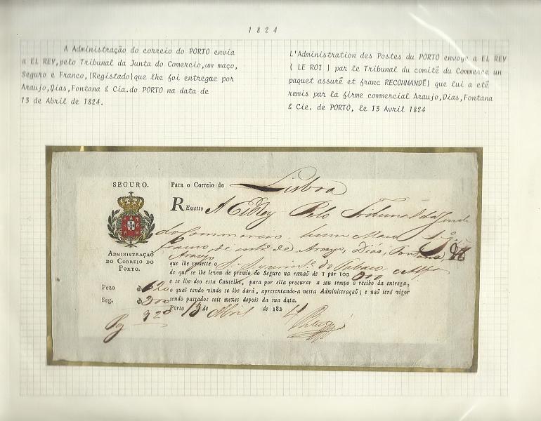 1697.jpg -     Lote:    1697      Lotes pelo Correio       Portugal        Descrição:         Cautela de seguro de carta remetida do Porto (13.04.24).         DOC       Valor Base:     &euro; 10,00     Valor Venda:     &euro; 19,00       