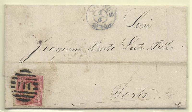 1703.jpg -     Lote:    1703      Lotes pelo Correio       Portugal        Descrição:         1970 &mdash; D. Luís I, fita direita. CE40, 25 reis carmim, denteado 12 &frac12; em carta circulada de Chaves (01.08.70) para o Porto (03.08.70). Circular datado de Chaves + numérico da 2.ª reforma "111".        Carta       Valor Base:     &euro; 8,00     Valor Venda:     &euro; 8,00       