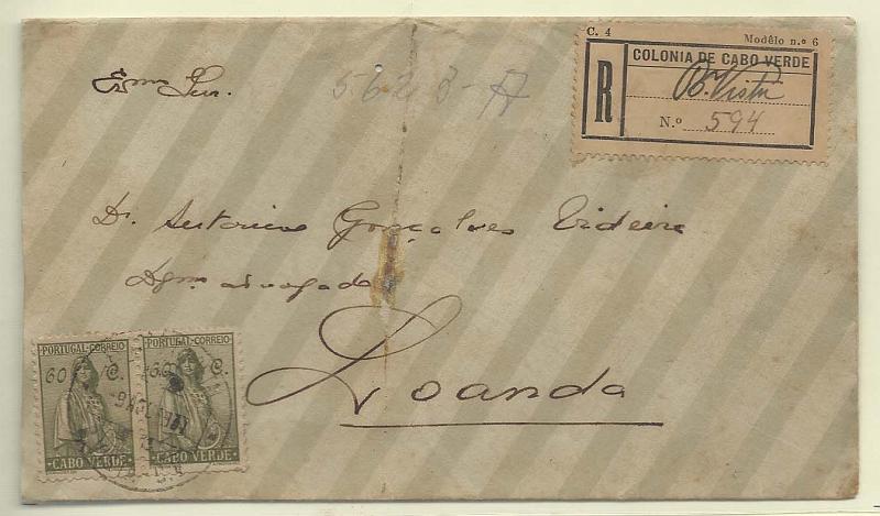 1743.jpg -     Lote:    1743      Lotes pelo Correio       Cabo Verde       Descrição:         1934 &mdash; Ceres. Novo tipo. CE208, 60c verde oliva. Par em carta circulada registada da Bela Vista (09.08.37) para Luanda (26.08.37) com trânsito pela Praia (11.08.37).        Carta       Valor Base:     &euro; 6,00     Valor Venda:     &euro; 6,00       