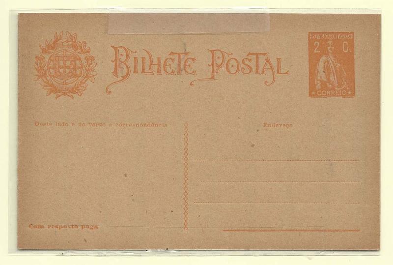 1780.jpg -     Lote:    1780      Lotes pelo Correio       Portugal        Descrição:         1918 &mdash; Ceres. OM63, 2c+2c laranja sobre cartolina camurça, com fenda sobre a letra A de REPUBLICA. Não catalogada.        IN       Valor Base:     &euro; 10,00     Valor Venda:     &euro; 12,00       