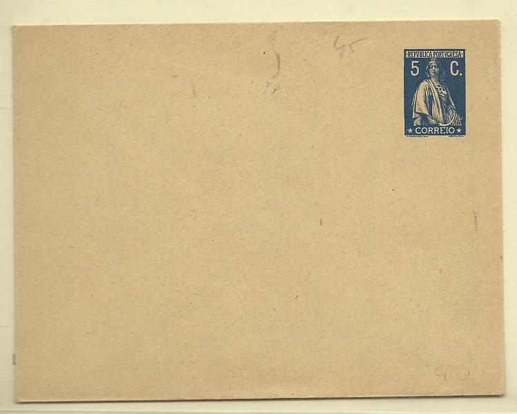 1819.jpg -     Lote:    1819      Lotes pelo Correio       Portugal        Descrição:         1912 &mdash; Ceres. Sobrescritos. OM12, 5C azul, papel creme, corte I. Novo.        IN       Valor Base:     &euro; 6,00     Valor Venda:     Retirado     