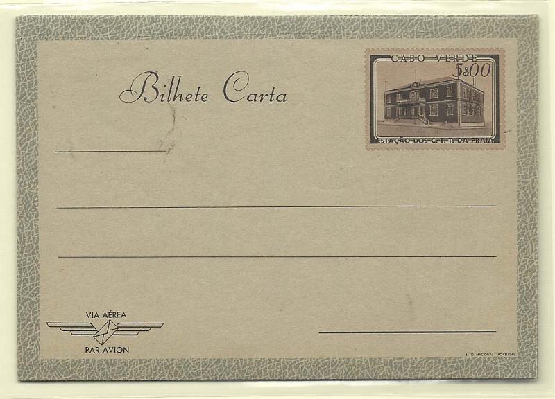 1838.jpg -     Lote:    1838      Lotes pelo Correio       Cabo Verde       Descrição:         1951 &mdash; Edifício dos CTT na Praia. OM4, 5$00 preto e castanho, papel acinzentado e cor azul-cinzento. Novo.         ARG       Valor Base:     &euro; 5,00     Valor Venda:     &euro; 5,00       
