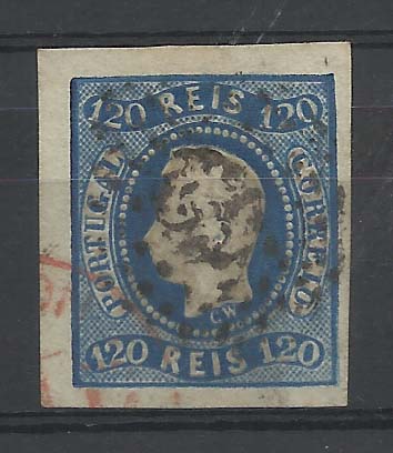 2055.jpg -     Lote:    2055      Lotes pelo Correio       Portugal        Descrição:         1866/67 &mdash; D. Luís I. Fita curva, não denteados. CE26, 120 reis azul com boas margens. Valor de catálogo &euro; 128,00.        O       Valor Base:     &euro; 12,00     Valor Venda:     Retirado     