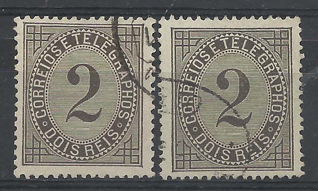 2079.jpg -     Lote:    2079      Lotes pelo Correio       Portugal        Descrição:         1884 &mdash; Taxa de telegramas. CE59, 5 reis preto. Lote de dois selos em denteados 12 &frac12; e 13 &frac12;. Valor de catálogo &euro; 56,00.        O       Valor Base:     &euro; 8,00     Valor Venda:     &euro; 8,00       