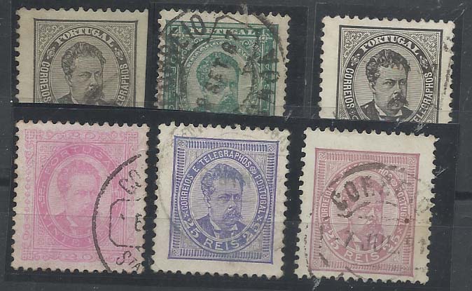 2081.jpg -     Lote:    2081      Lotes pelo Correio       Portugal        Descrição:         1884/87 &mdash; D. Luís I, de frente. CE60/63 &mdash; Lote composto por 6 selos usados em diferentes denteados e papéis + 2 cartas circuladas com selos CE60, 5 reis e 25 reis CE63. Lote a ver.        Lote       Valor Base:     &euro; 24,00     Valor Venda:     Retirado     