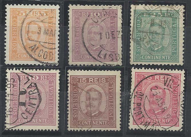 2092.jpg -     Lote:    2092      Lotes pelo Correio       Portugal        Descrição:         1892/93 &mdash; D. Carlos I, tipo Diogo Neto. Lote composto por 6 selos: 5, 10 e 25 reis CE68/70, em papel pontinhado, denteado 11 &frac12; + 10, 15 e 75 reis CE69, 72 e 74, em papel pontinhado, denteado 13 &frac12;, Valor de catálogo &euro; 75,70.        O       Valor Base:     &euro; 8,00     Valor Venda:     &euro; 11,00       