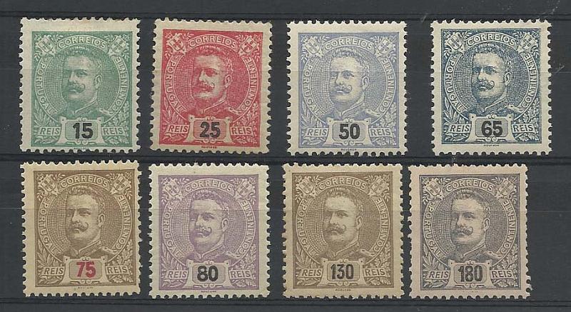 2103.jpg -     Lote:    2103      Lotes pelo Correio       Portugal        Descrição:         1898/1905 &mdash; D. Carlos I Mouchon. CE 140/47. Série completa. Valor de catálogo &euro; 133,00.        RG**       Valor Base:     &euro; 12,00     Valor Venda:     &euro; 20,00       