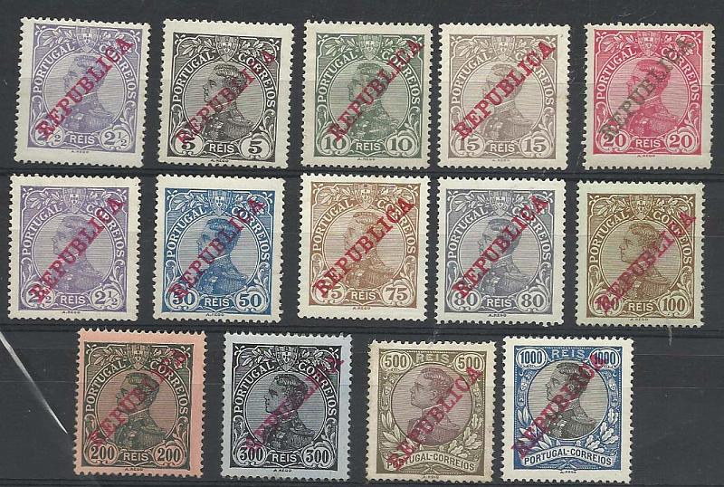 2112.jpg -     Lote:    2112      Lotes pelo Correio       Portugal        Descrição:         1910 &mdash; D. Manuel II com sobrecarga REPUBLICA. CE170/83. Série completa. Valor de catálogo &euro; 125,00.        RG**       Valor Base:     &euro; 10,00     Valor Venda:     &euro; 10,00       